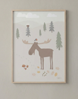 Barneplakat i nydelig norsk design - Motiv Elg