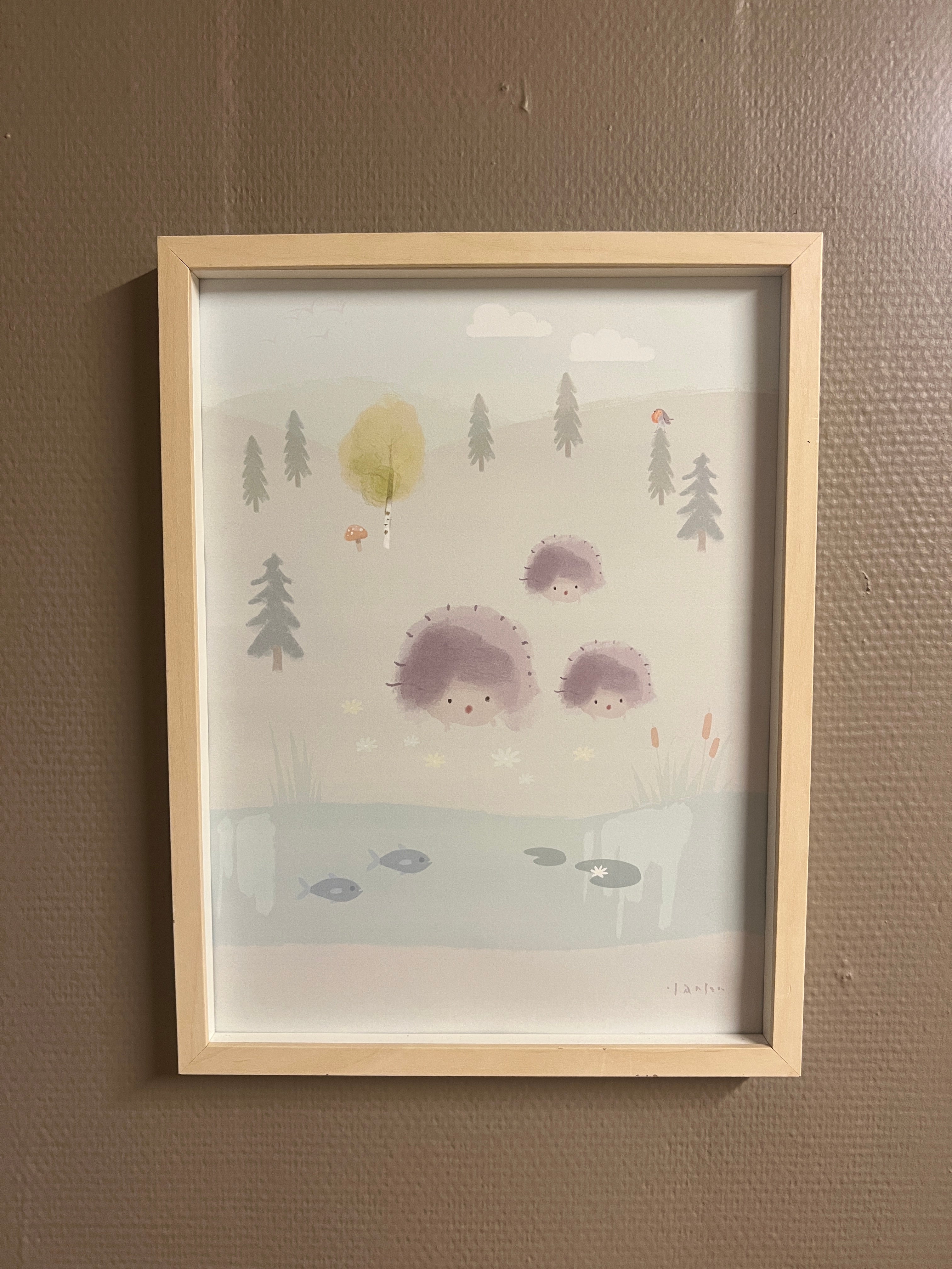 Barneplakat i nydelig norsk design - Motiv Pinnsvin
