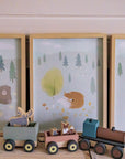 Kunst plakat barnerom, interiør, bilde barnerom, Illustrasjon av den norske kunstneren Oscar Jansen. Motiv Pinnsvin. Design Little Climby