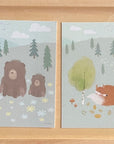 Gavekort, kort til gave , kort til barn, kunstkort, norsk design, Oscar Jansen, Oscart, nordisk skog, bilde, kort, gave, dyremotiv, bilde barnerom, baby, babyshower, barnerom