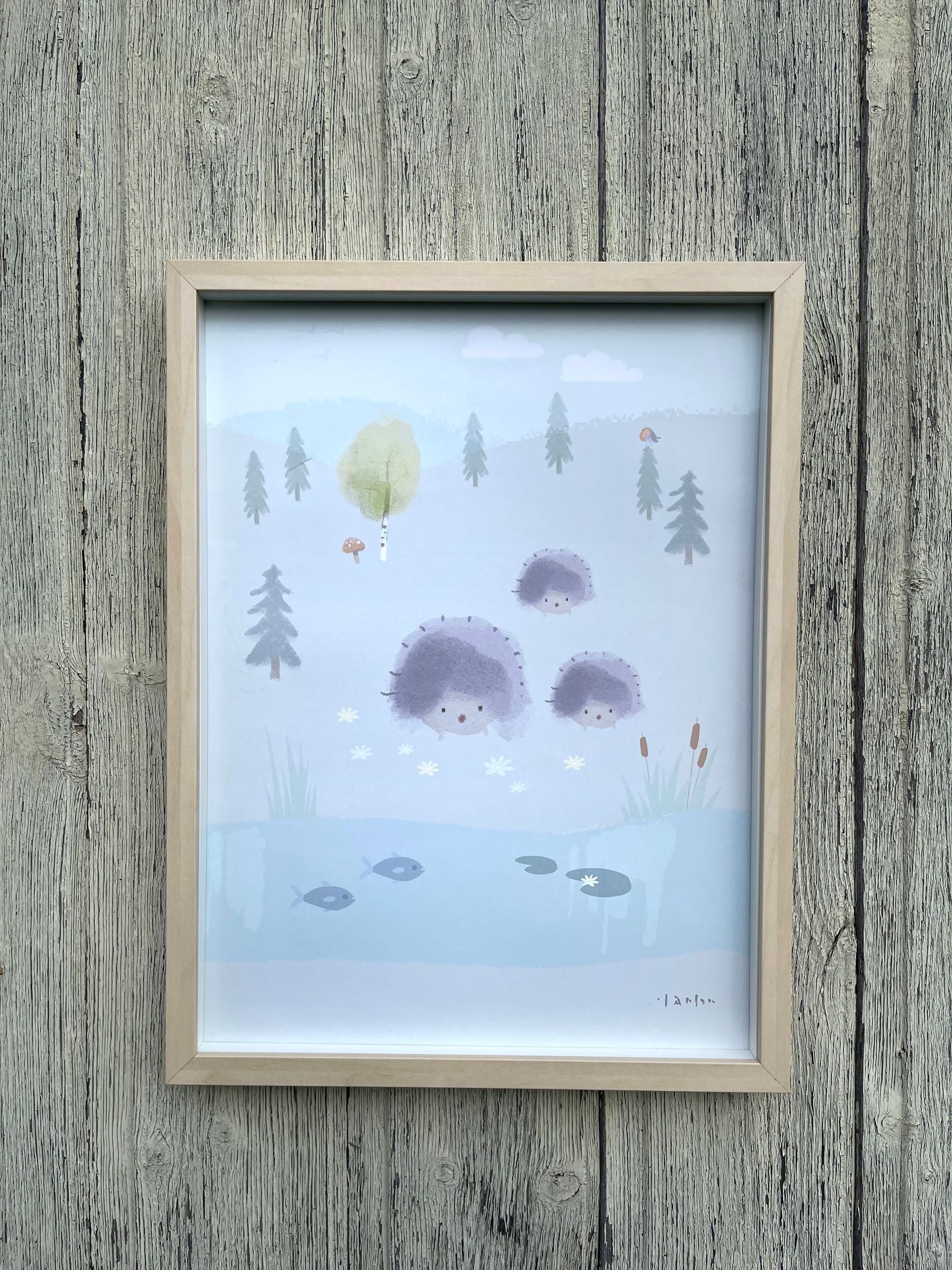 Barneplakat i nydelig norsk design - Motiv Pinnsvin