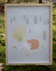 Kunst plakat barnerom, interiør, bilde barnerom, Illustrasjon av den norske kunstneren Oscar Jansen. Motiv Rev, Design Little Climby