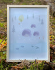Kunst plakat barnerom, interiør, bilde barnerom, Illustrasjon av den norske kunstneren Oscar Jansen. Motiv Pinnsvin. Design Little Climby