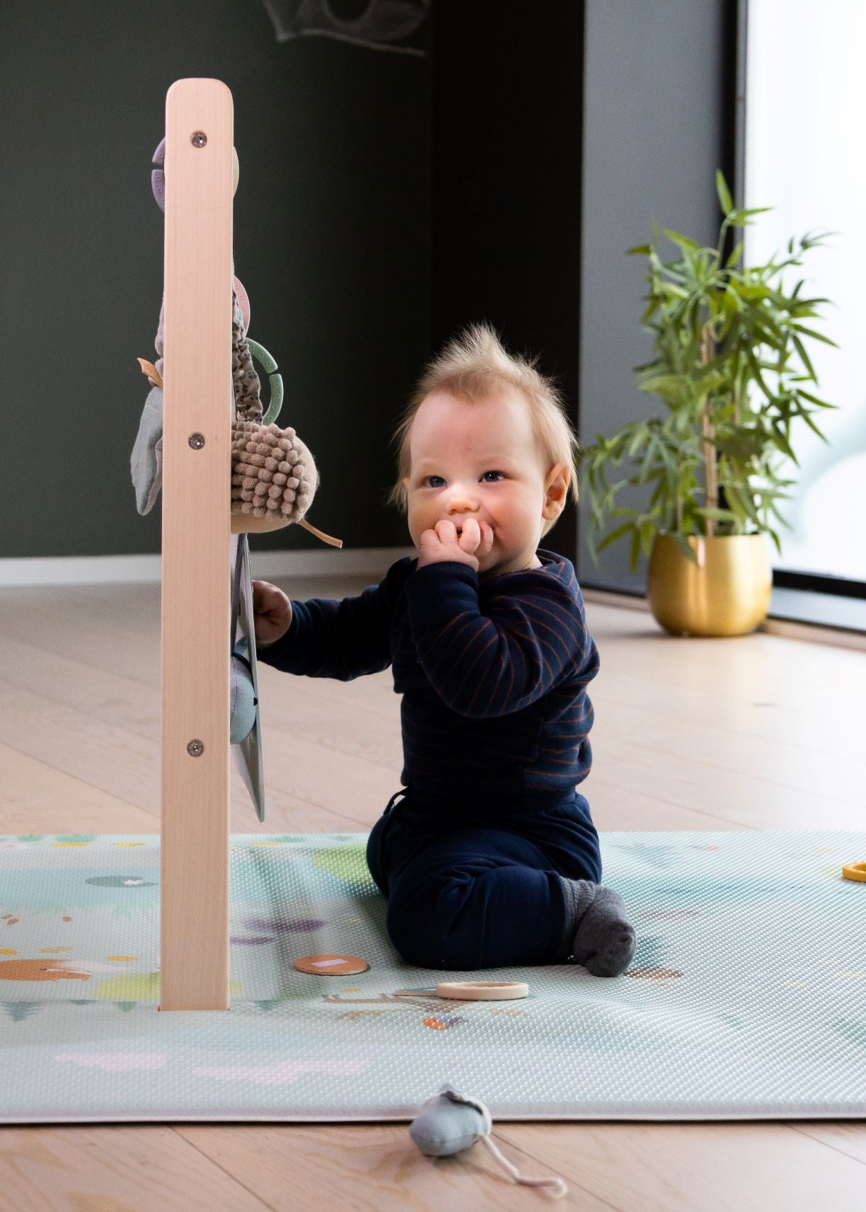 Babygym Tind som vokser med barnet. Babygymmen med matte er en morsom lekeplass til hjemmet